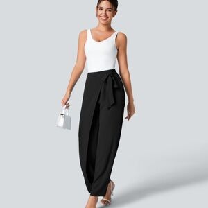 Black Wide Leg Jumpsuit with High Waist and Sash